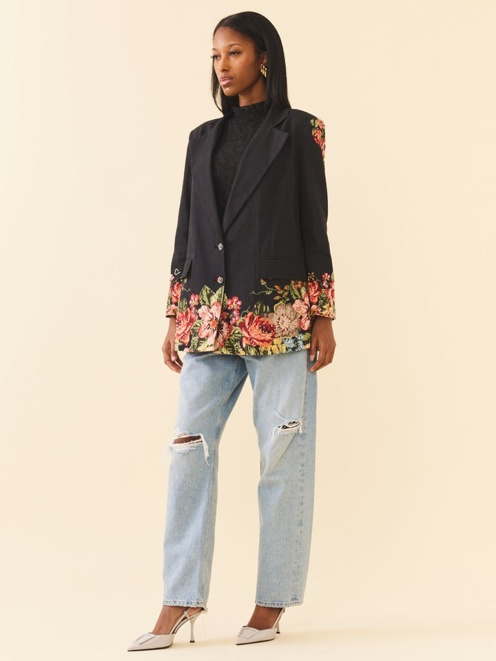 Sloan Blazer - Black Victorian Floral