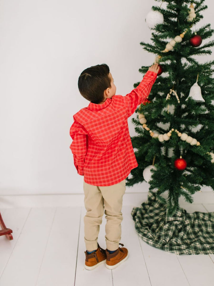 Boys Button Down - Red Picnic Plaid