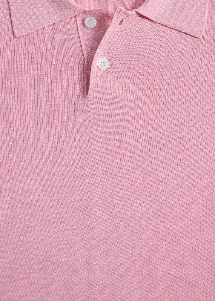 Short Sleeve Silk Polo - Pink
