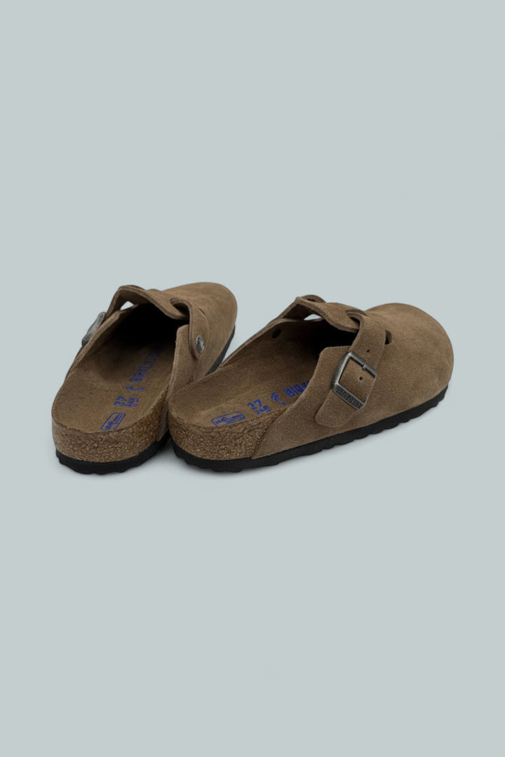 Boston Soft Footbed Suede Leather Clogs - Dark Tea Tonal