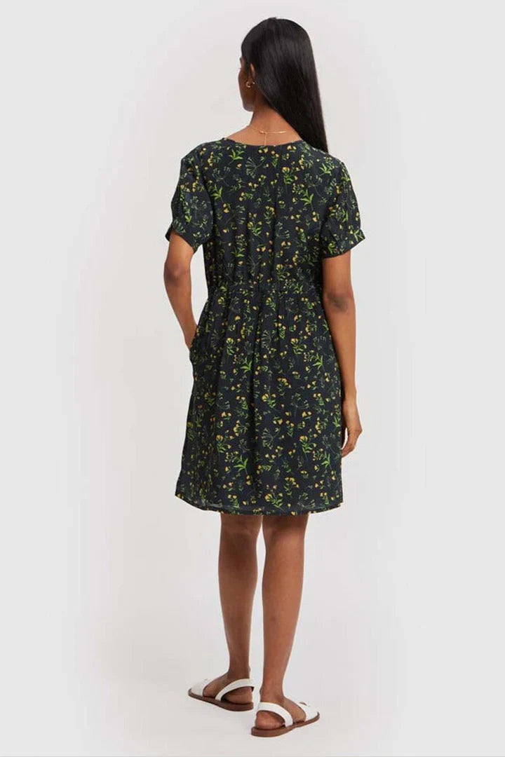 Short Drawstring Dress - Emerald Fields