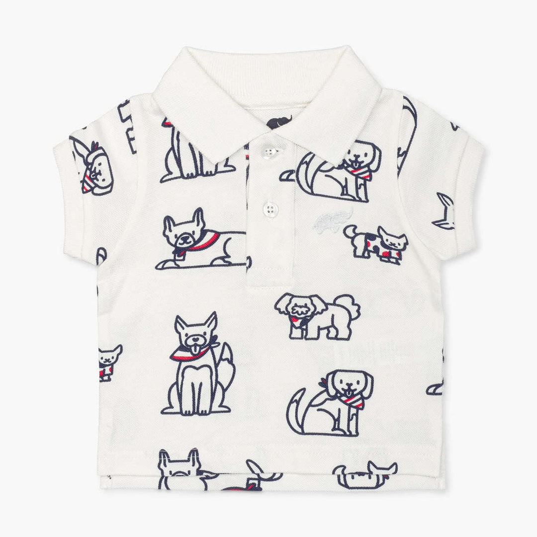 Organic Short Sleeve Polo - Red, White + Woof