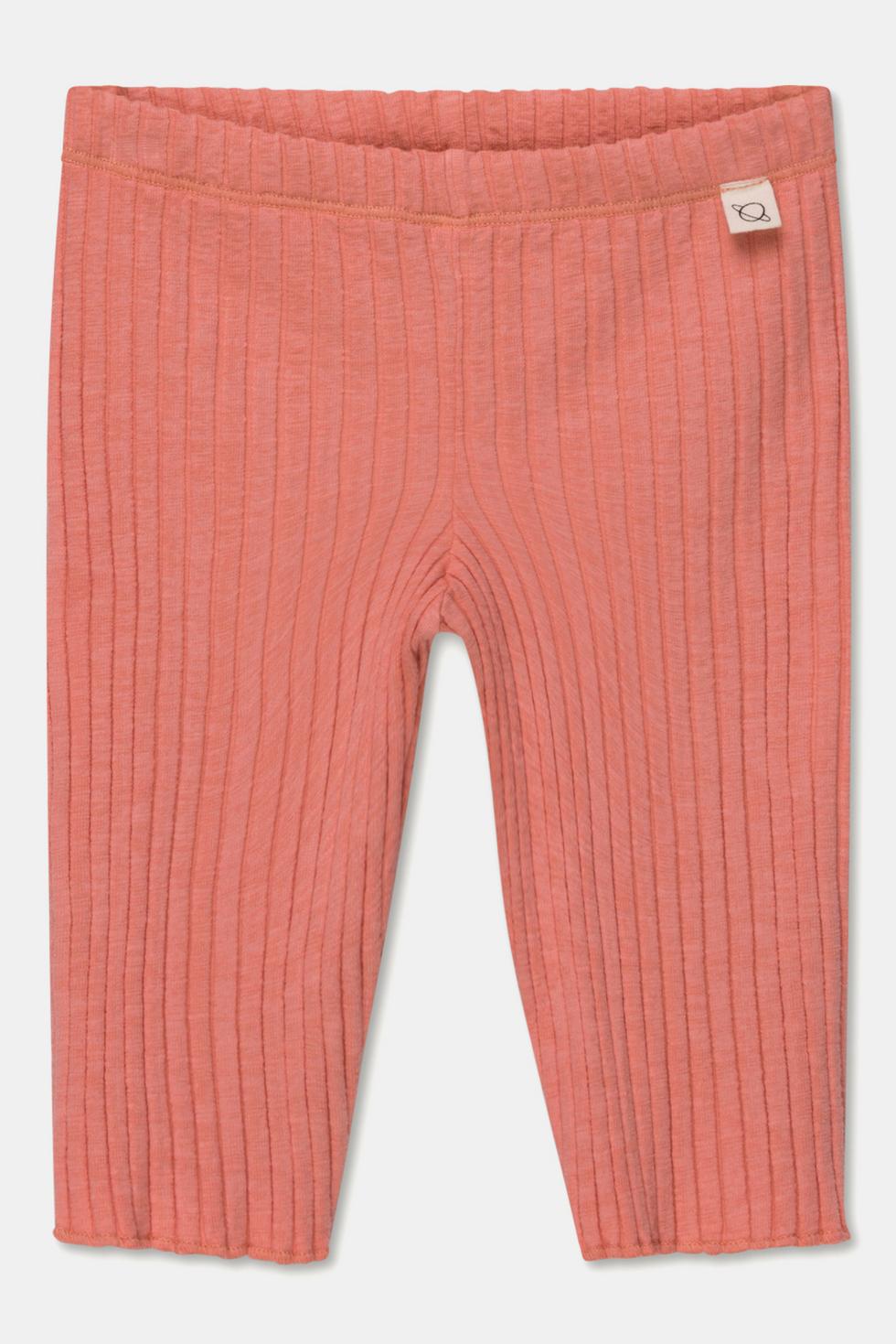 Rib lettuce-edge bike shorts - Coral