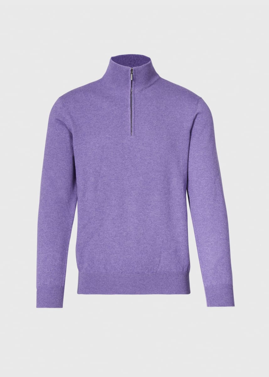 Cashmere  1/4 Zip Sweater - Purple