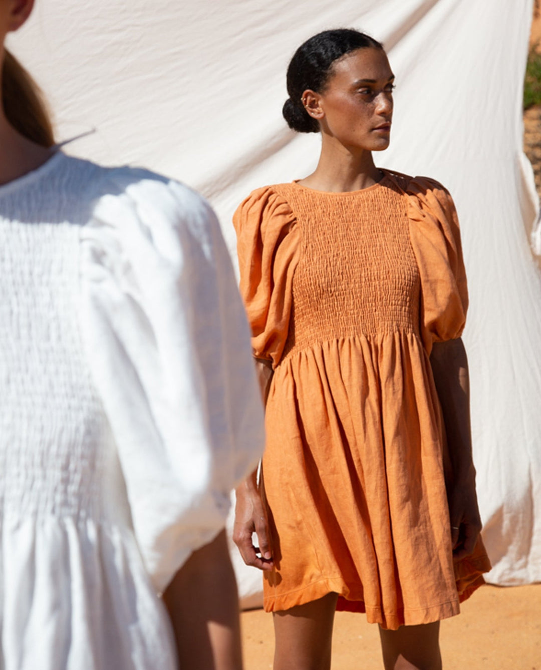 Layrah-May Linen Dress - Sunset-Orange