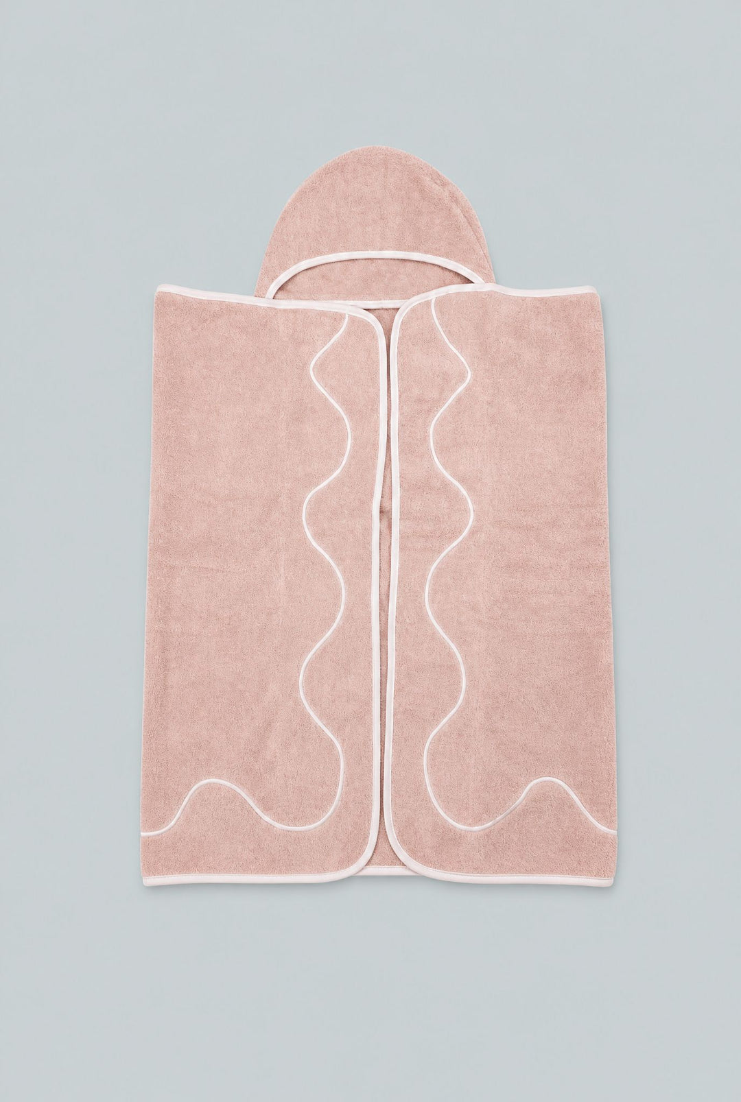 Wavy Embroidered Hooded Towel - Light Pink