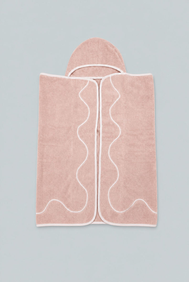 Wavy Embroidered Hooded Towel - Light Pink