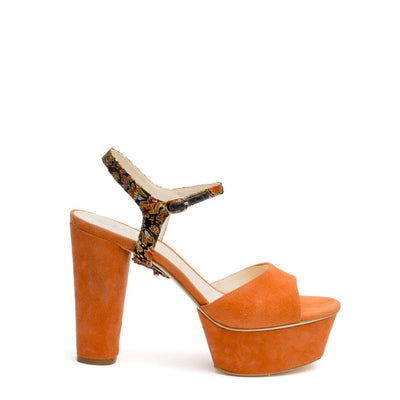 Orange Suede Platform + Silk Floral Jackie Strap