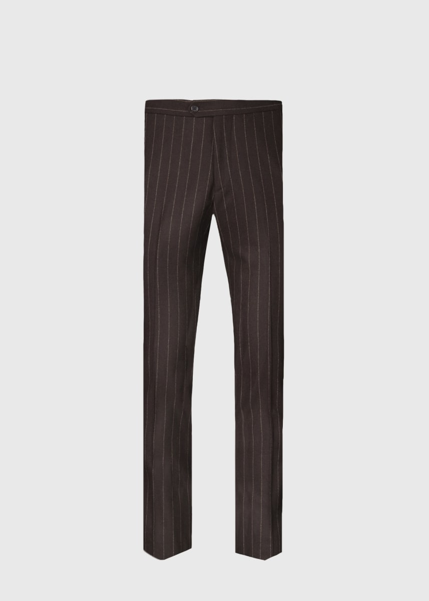 Chalk Stripe Flannel Suit - Brown