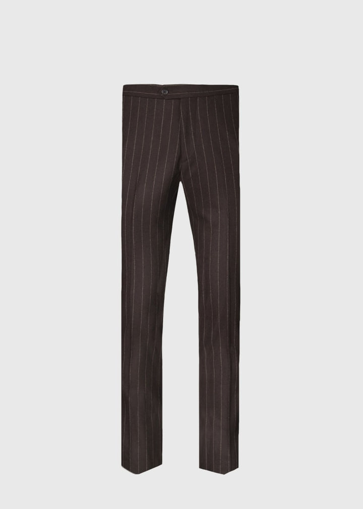 Chalk Stripe Flannel Suit - Brown