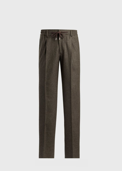 Wool Flannel Drawstring Trouser - Mink