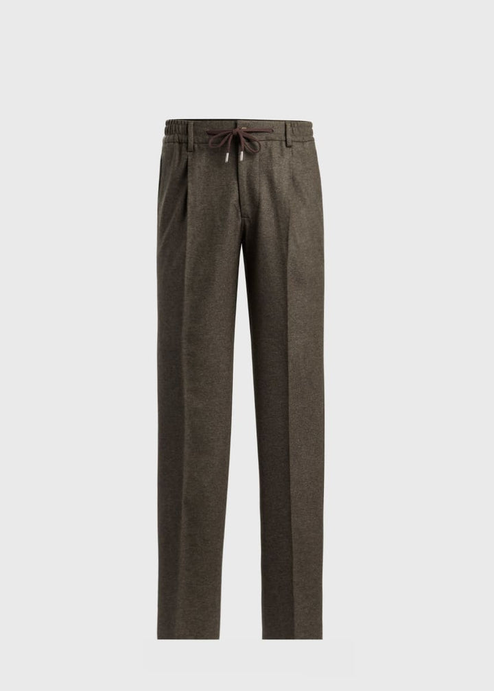 Wool Flannel Drawstring Trouser - Mink