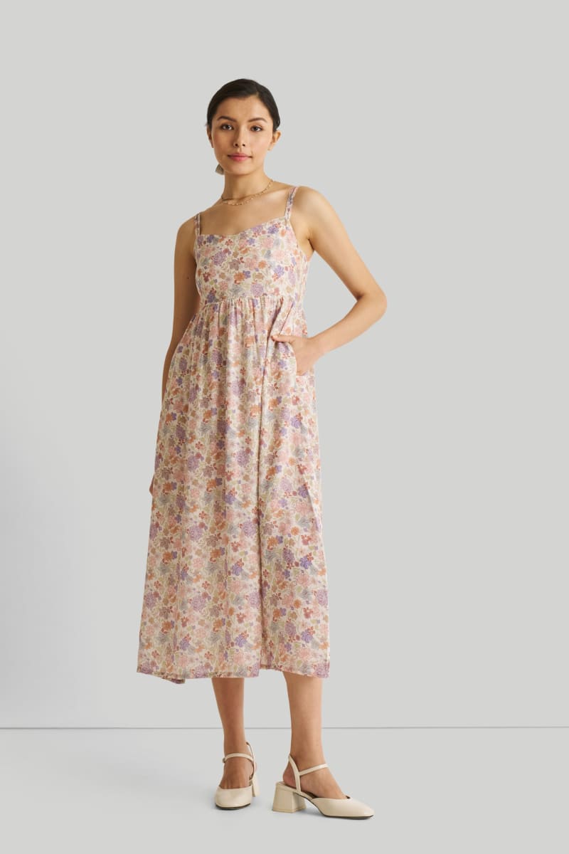 Strappy Gathered Floral Midi Dress - Remixed Wildflowers