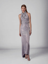 Draped Front Dress - Silver