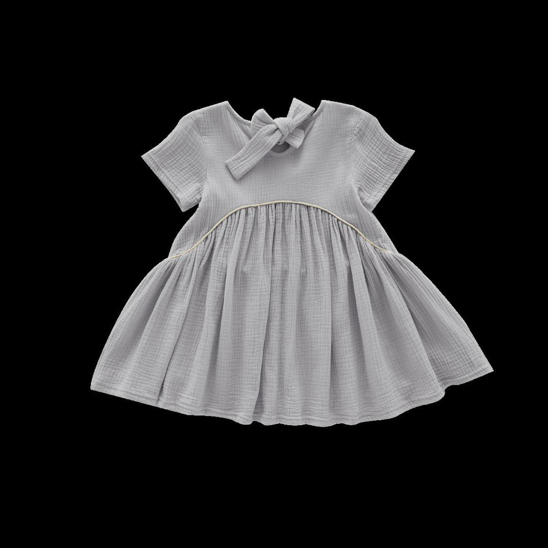 Girls Hi-Low Drop Waist Dress - Light Grey