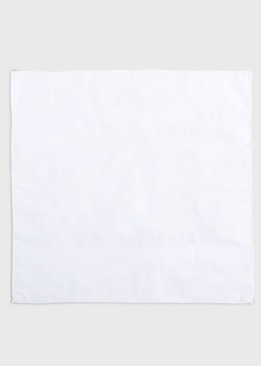White Cotton Pocket Square - White