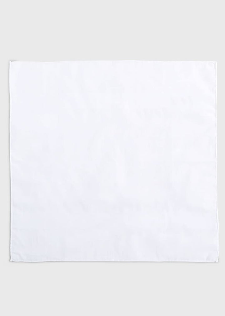 White Cotton Pocket Square - White
