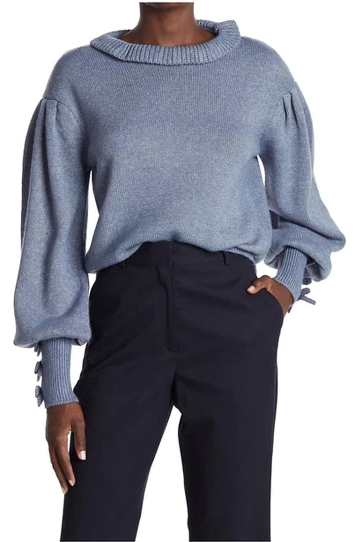 Hattie Mockneck Sweater - Blue/White