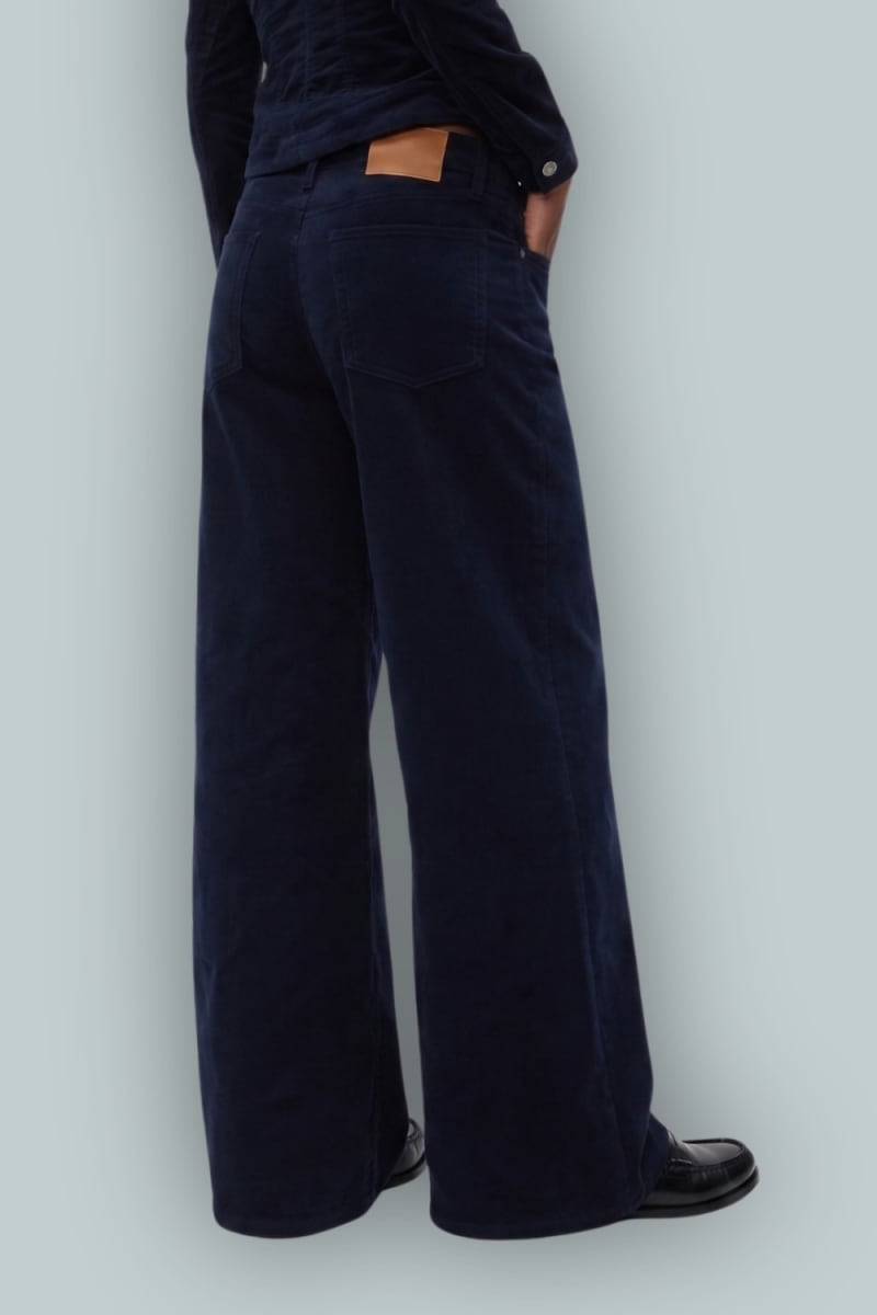 GapStudio Low Rise Corduroy Wide-Leg Pants - New Navy