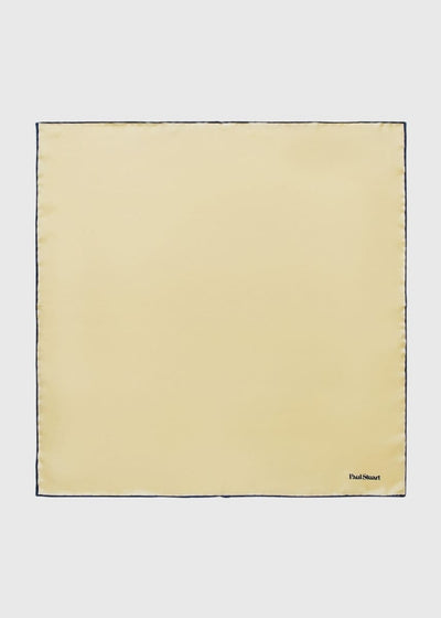 Hand Screen Printed Silk Pocket Square - Yellow/Navy