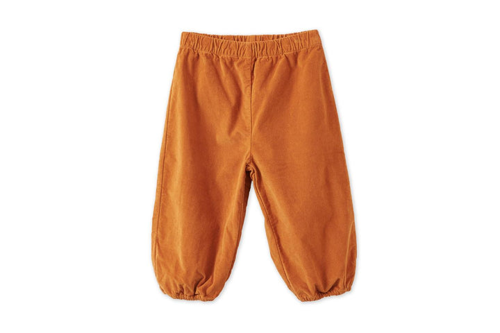 Baby Organic Cotton Velvet Trousers - Raw Sienna