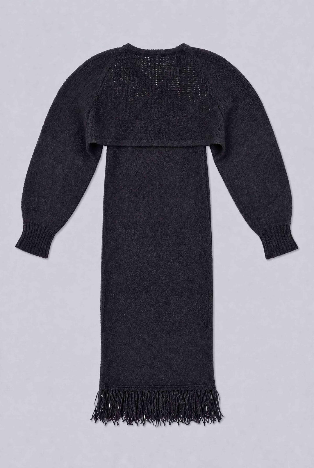 Halter Sweater Dress With Shrug - Black