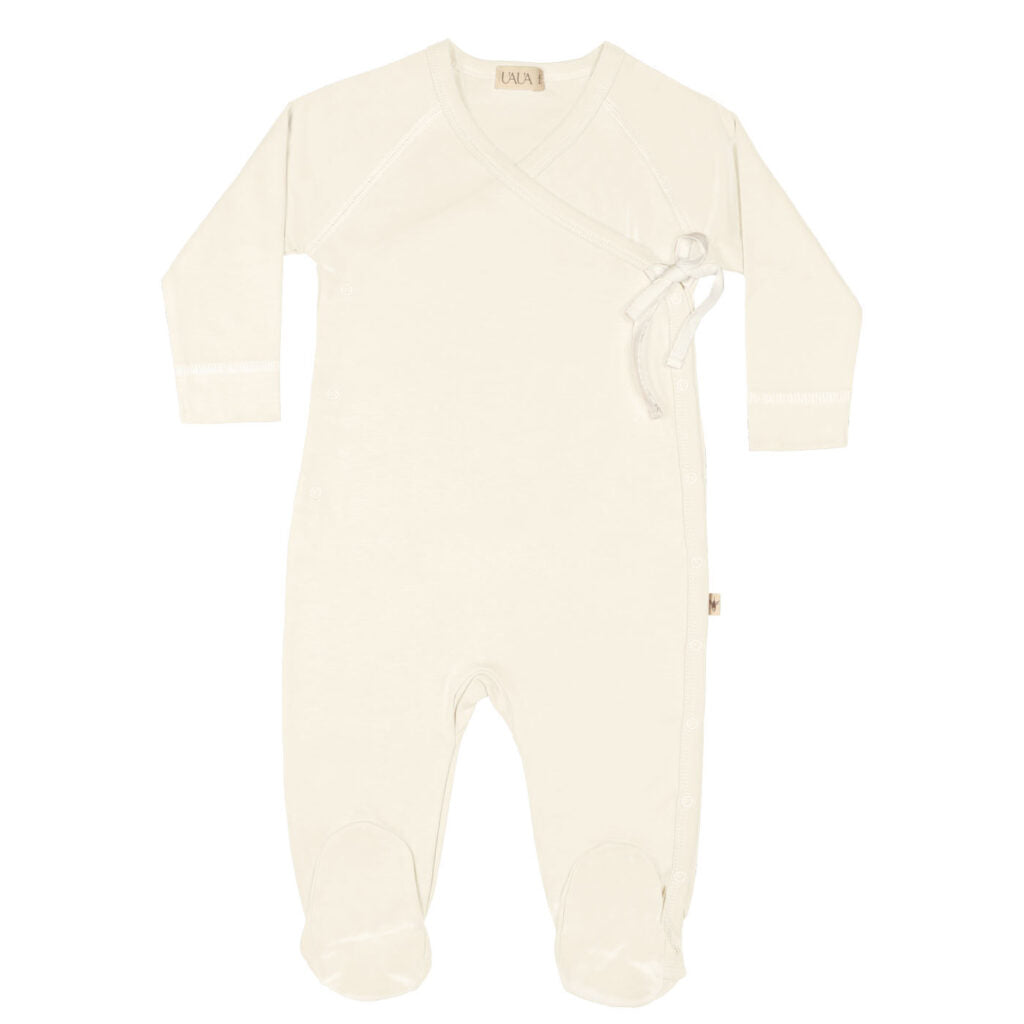 Kimono Footie w/ Bow - Crema