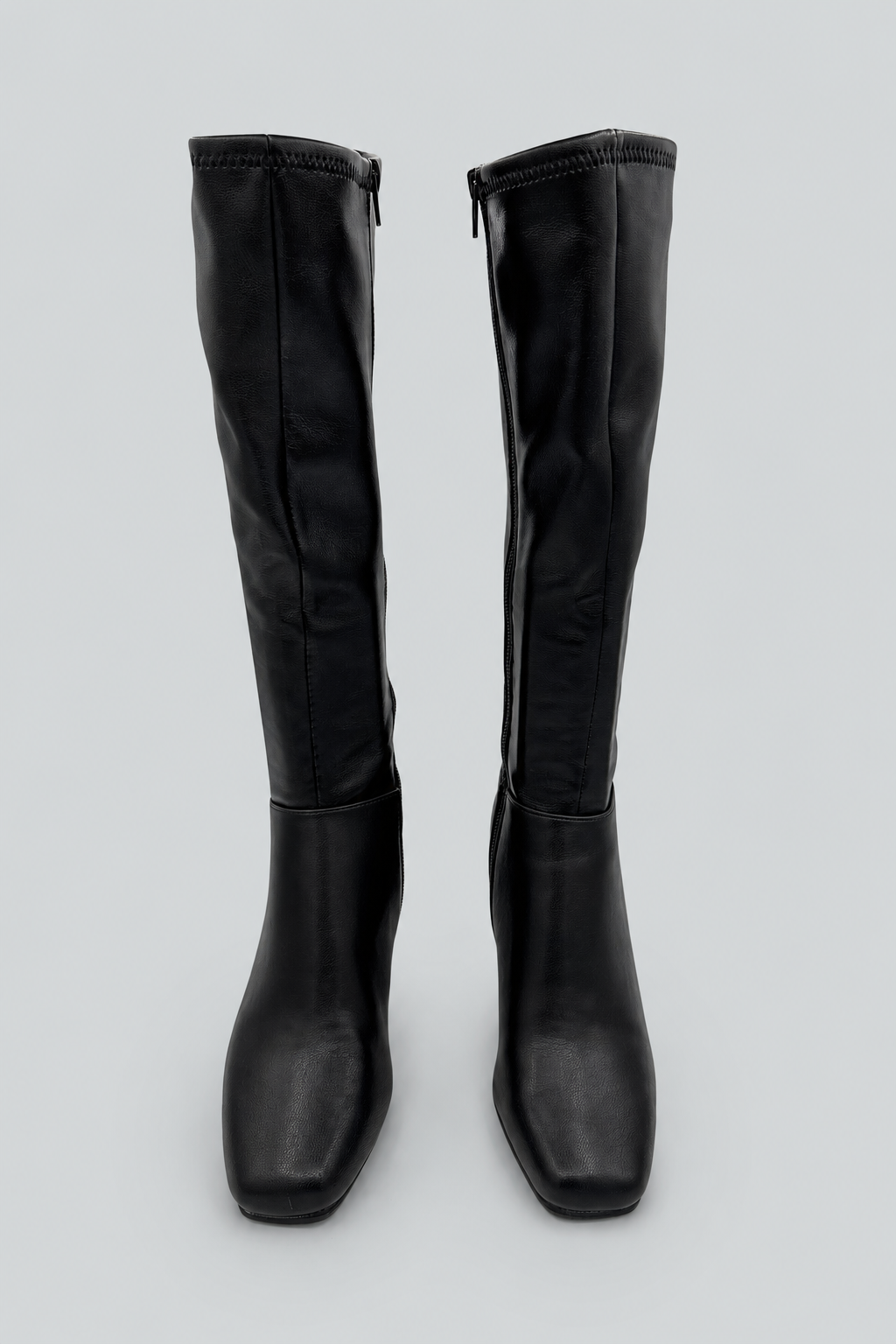 Hunny Square Toe Zippered Boots - Black