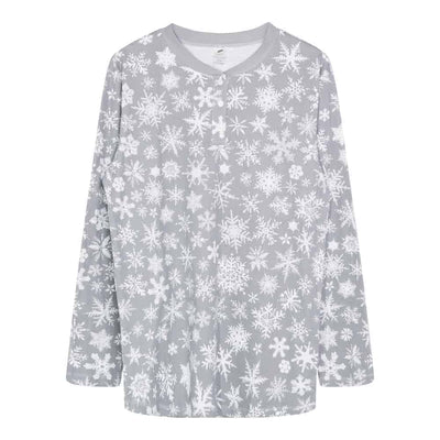Men's Cotton Henley Sleepshirt - Snowflakes