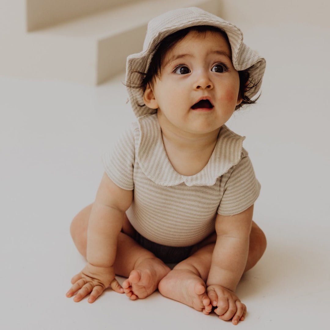 Collar Onesie - Stone Stripe