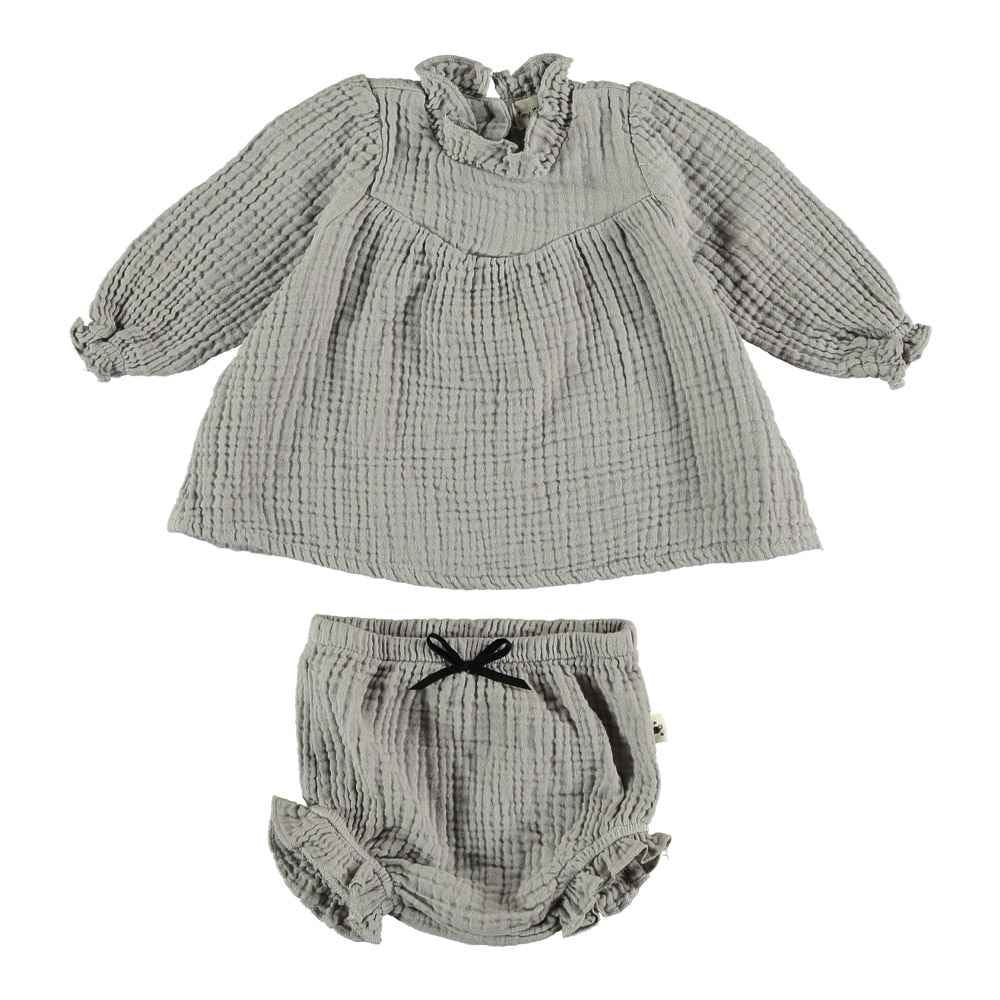 Organic Baby Dress & Bloomer - Grey