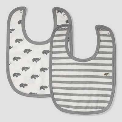 2 Pack Bib Bundle - Grey Elephant / Stripes