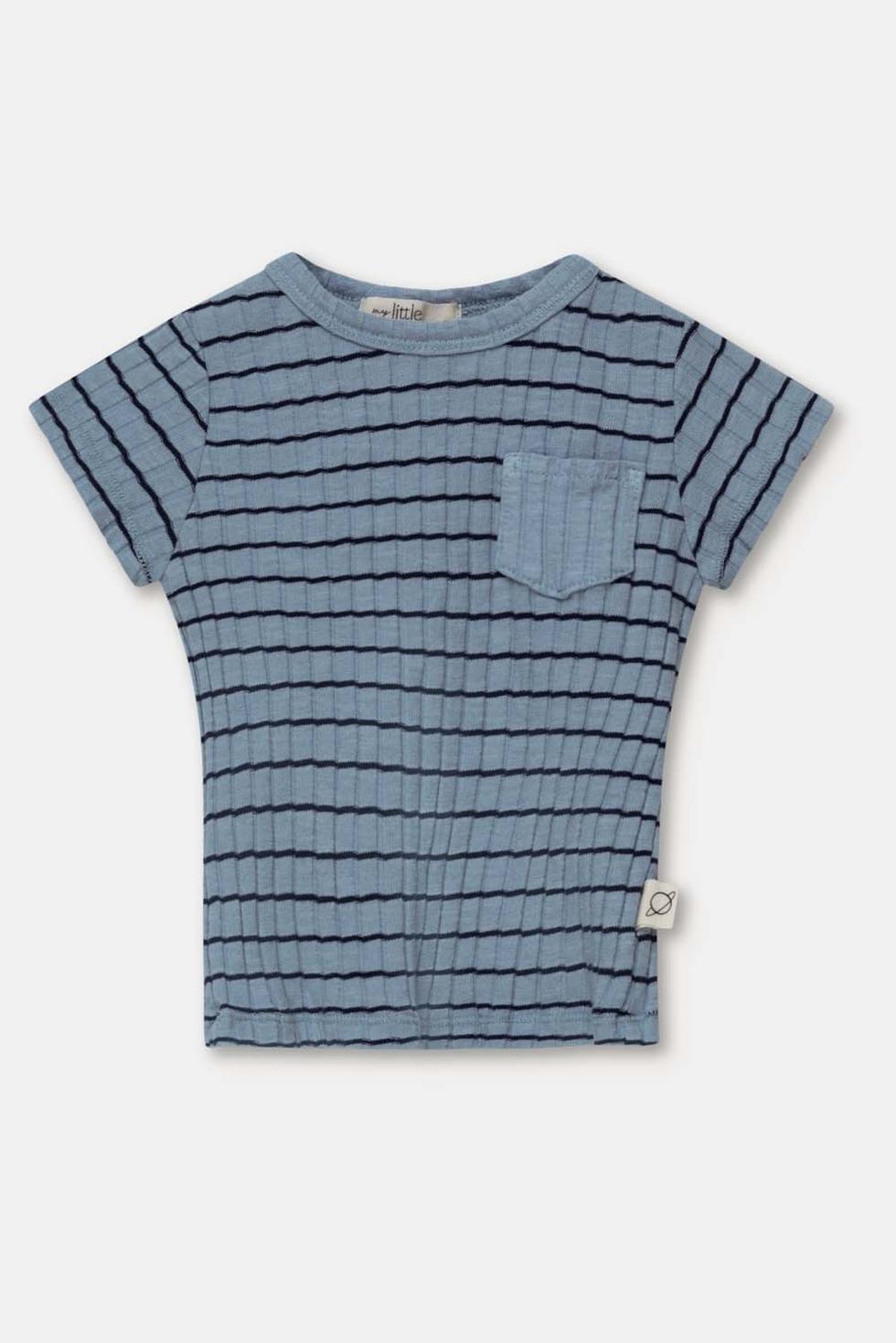 Rib stripe baby t-shirt - Sky blue