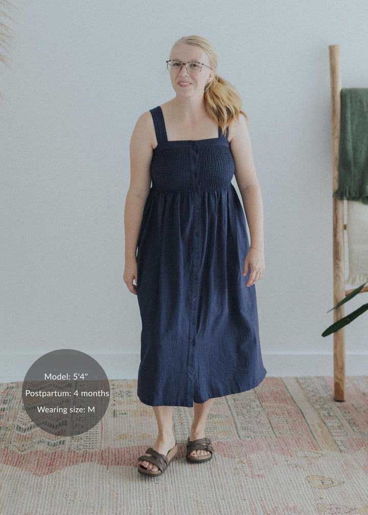 Juliette Strap Nursing Dress - Navy