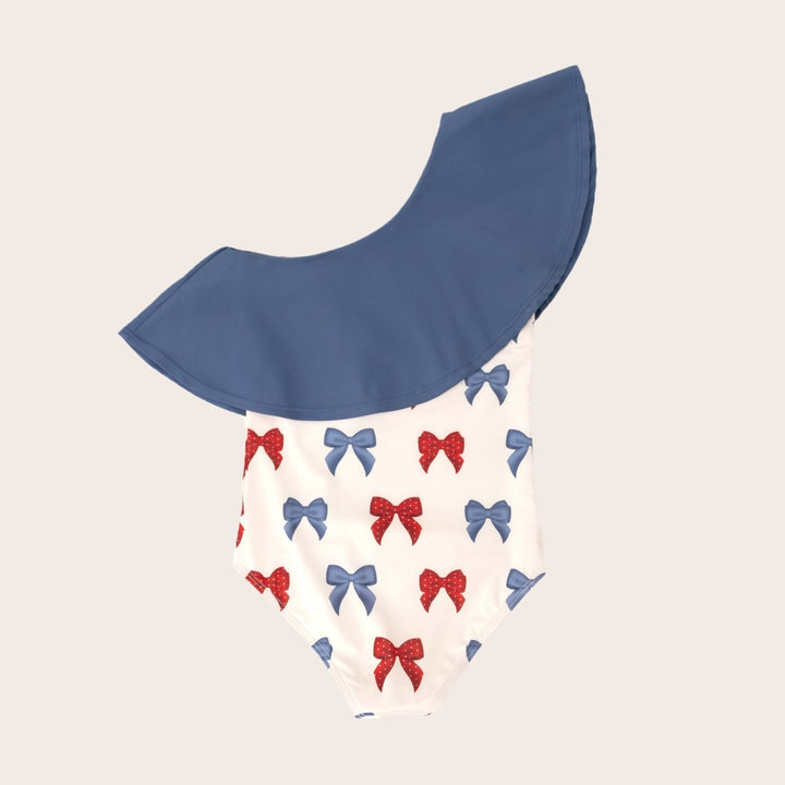 One Shoulder Ruffle - Americana Bow