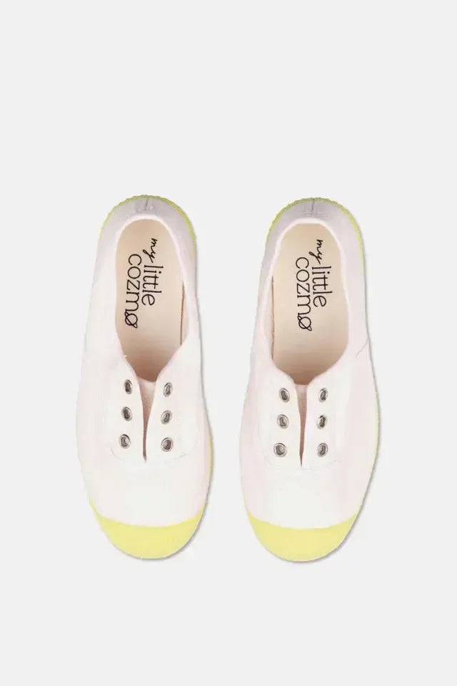 Slip-on vegan shoelace sneakers - Pink yellow