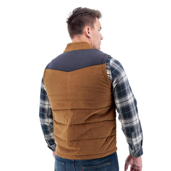 Reese Quilted Cord Vest - Tobacco Brown