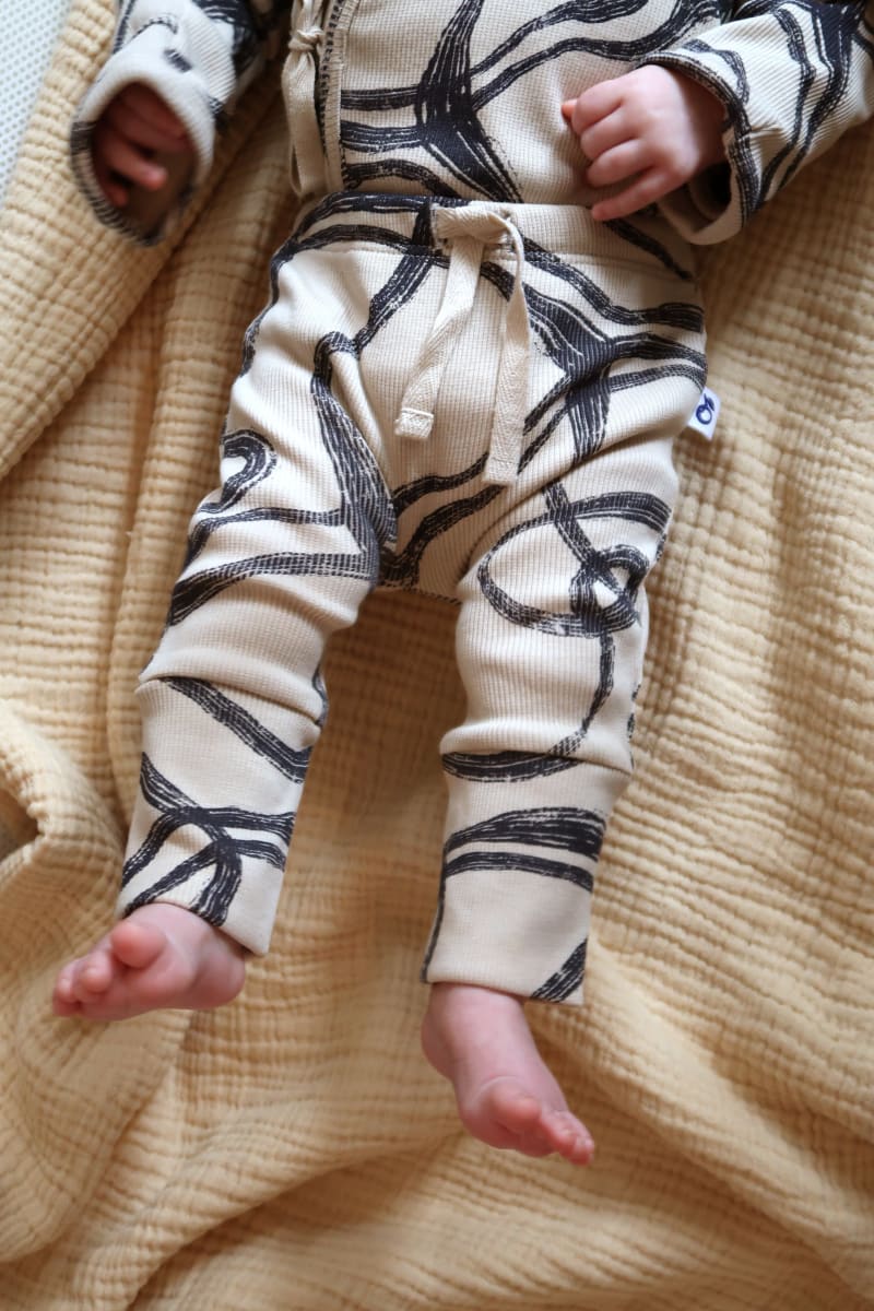 Organic Ribbed Baby Pants - Wind