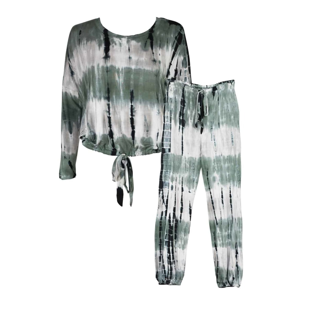 Ladies Relaxed Lounge Set - Olive Tie Dye