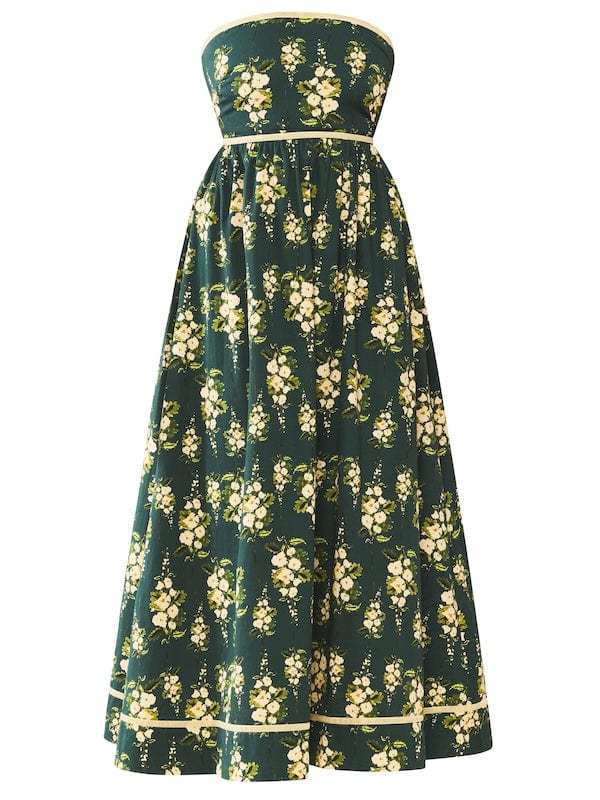 Mimi Dress x McKenzie DePinto - Deep Green With Cream Larsen Floral
