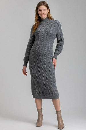 ELETTRA Maternity Dress With Tricot Knit - Antrachite Mel