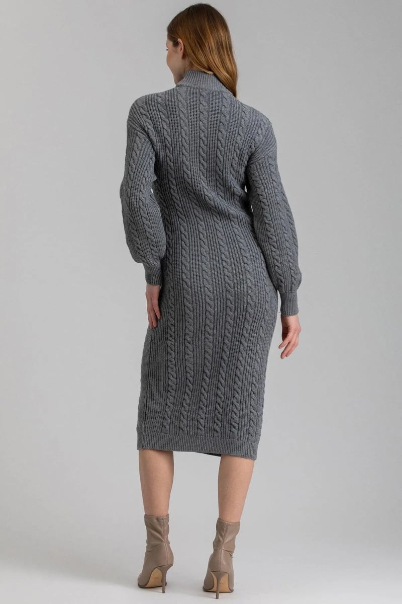ELETTRA Maternity Dress With Tricot Knit - Antrachite Mel