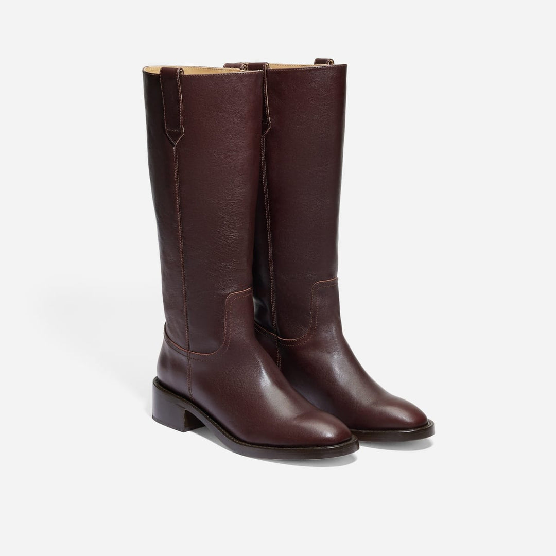 Nisolo Vera Knee High Boot - Wine - Imperfect Boots Surprise Box