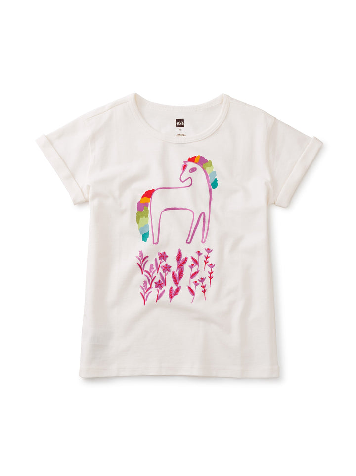 Magic Horse Rolled Sleeve Top - Chalk