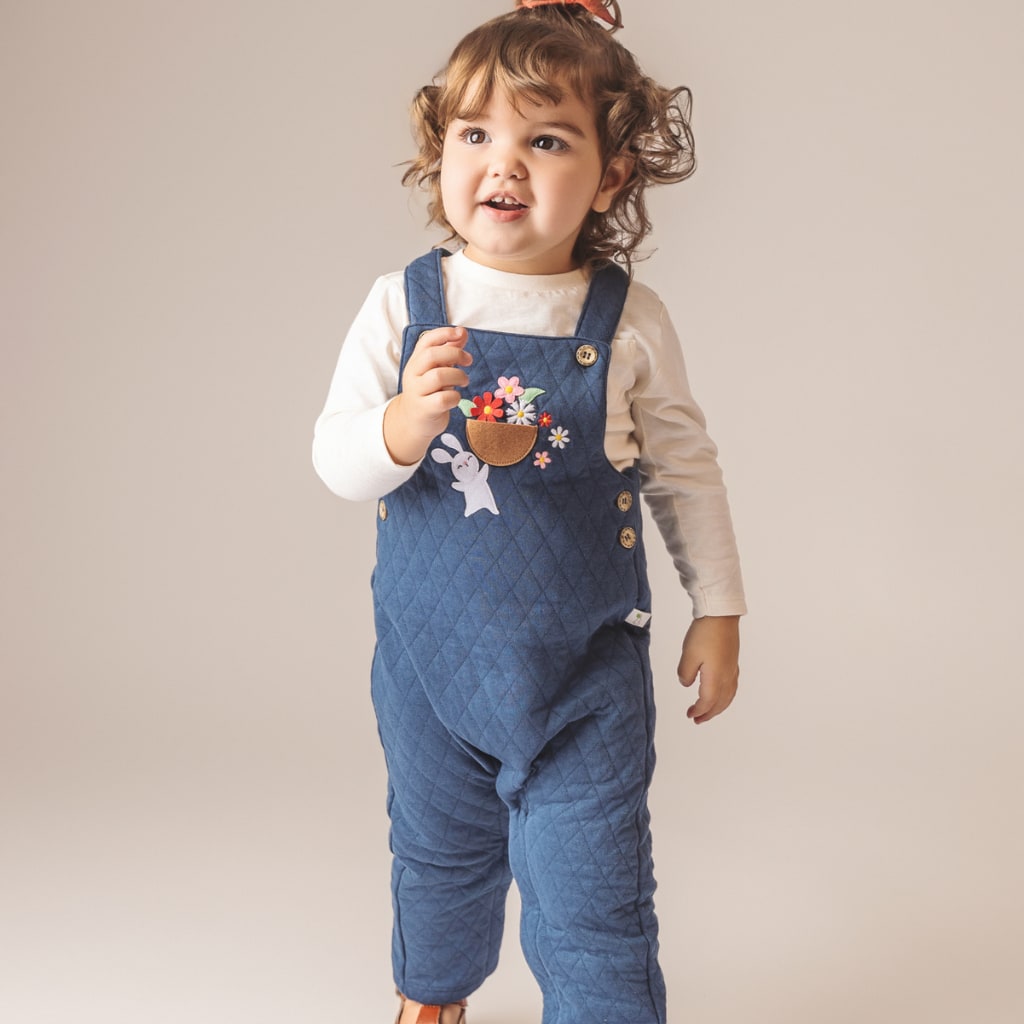 Spread the Love Quilted Overalls - Blue - Blue