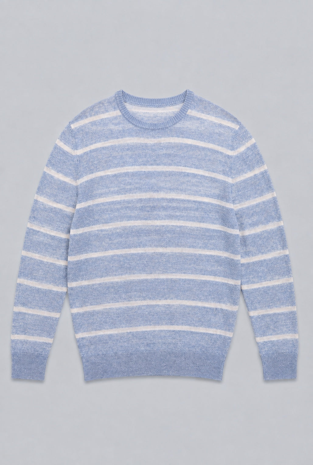 Linen & Cotton Rollneck Stripe Sweater - Blue