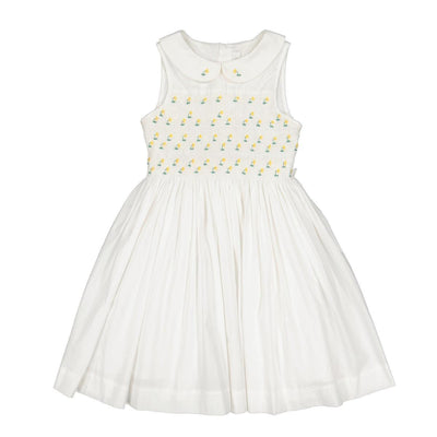 Lily Sleeveless Smocked Dress - White