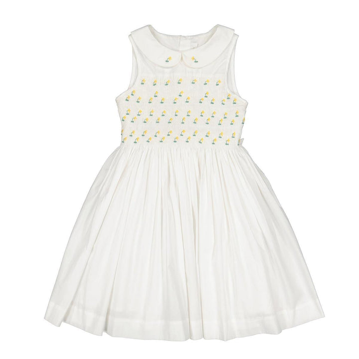 Lily Sleeveless Smocked Dress - White