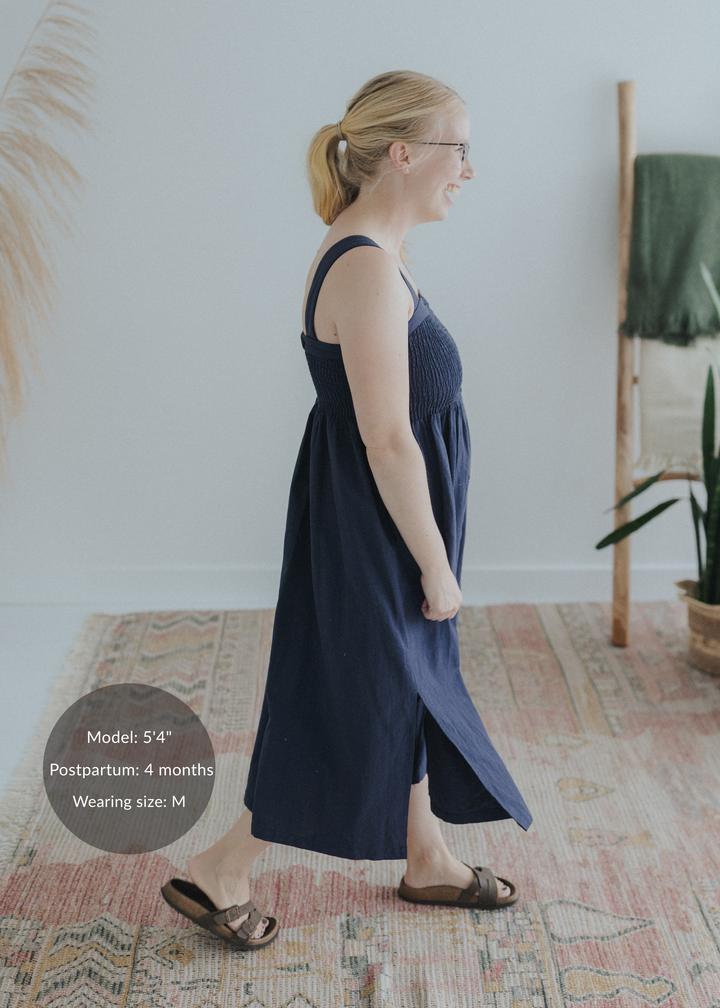 Juliette Strap Nursing Dress - Navy