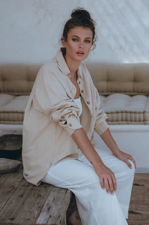 Romania Oversized Linen Shirt - Sand